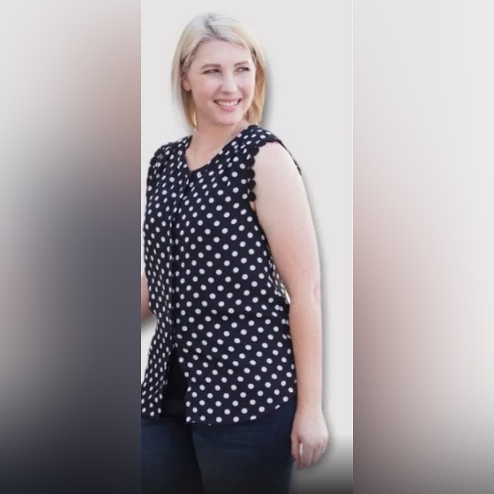 Daniel Rainn Sleeveless Polka Dot Blouse, Medium